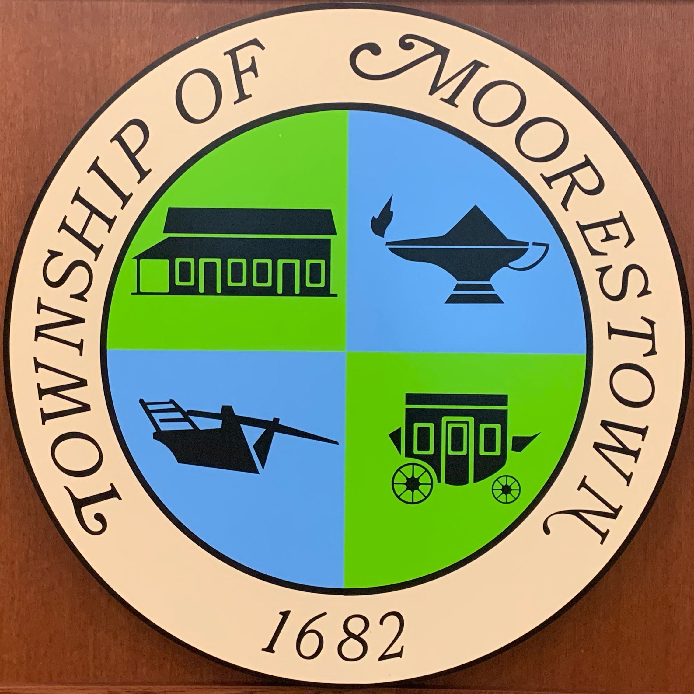 The seal of Moorestown is featured on the dais in Council Chambers. 