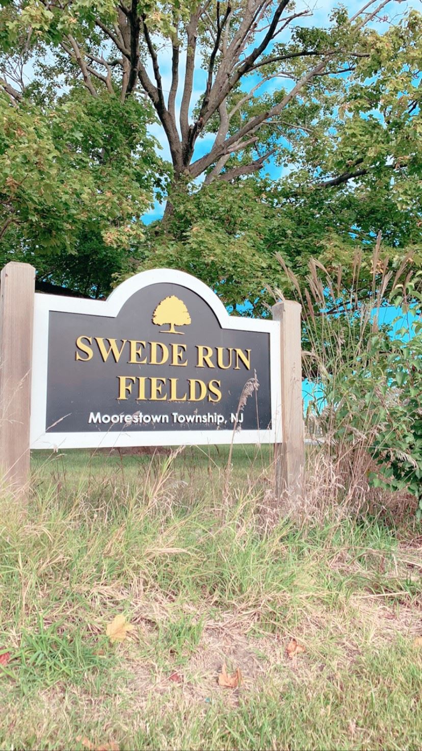 The Swede Run Fields sign. 