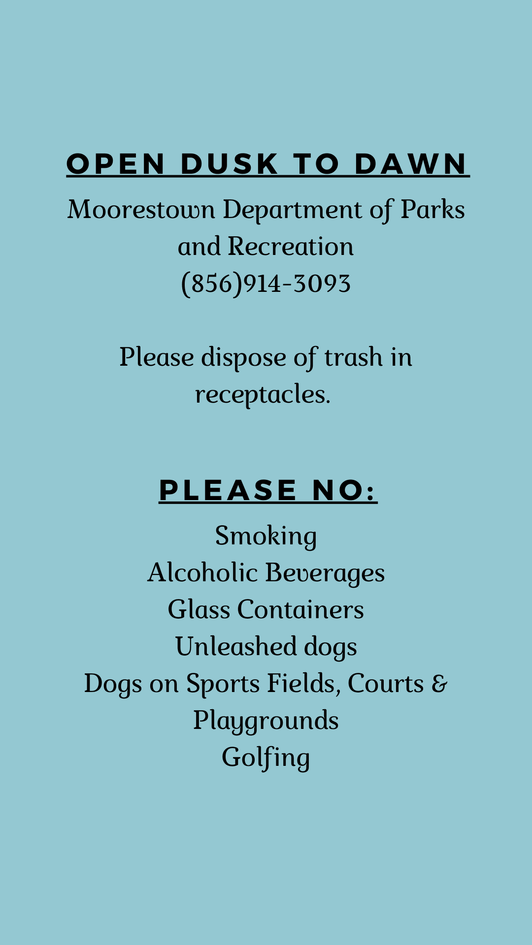Park rules graphic. 