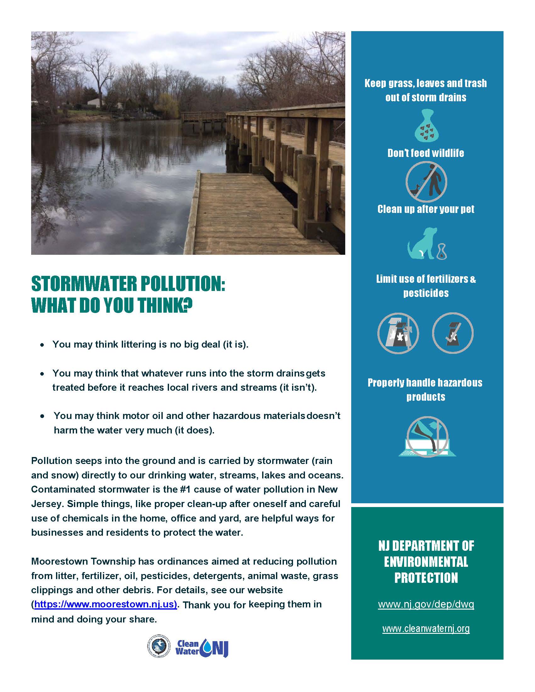 A flyer giving guidance on stormwater. 